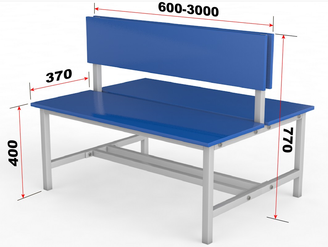 Скамейка для раздевалки со спинкой. Двухсторонняя. Настил ЛДСП. 100см Glav 10.800-1000 1063_800