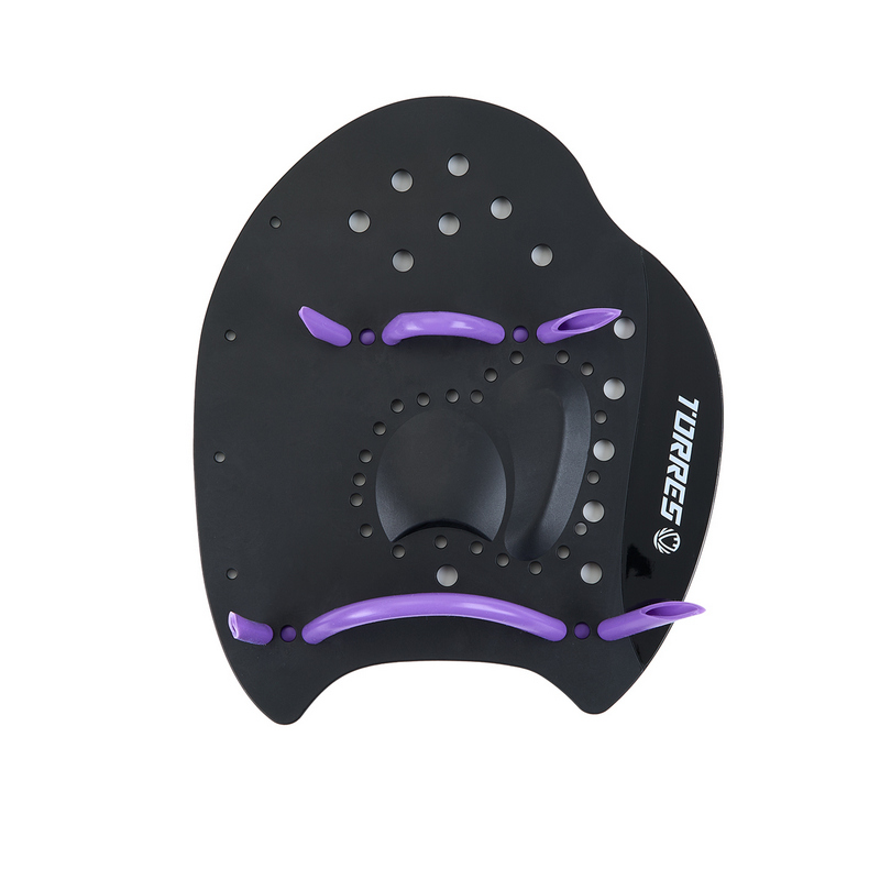 Лопатки для плавания Torres SWP112403BL, р.L, черно-фиолетовый 800_800