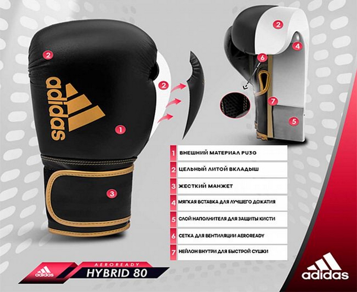 Перчатки боксерские Adidas Hybrid 80 adiH80 черный 1200_980
