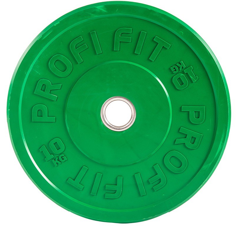 Диск для штанги каучуковый, цветной, d51 10кг Profi-Fit 801_767