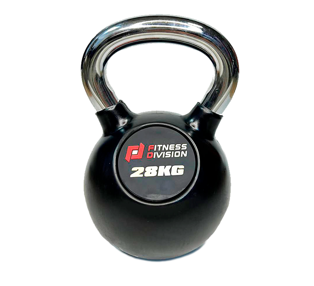 Гиря 28 кг обрезиненная с хромированной ручкой Fitness Division DB-KDB-C-28 1052_960