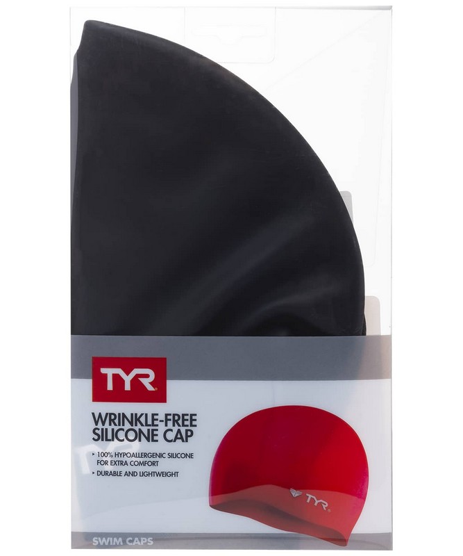 Шапочка для плавания TYR Long Hair Wrinkle-Free Silicone Cap LCSL\001 черный 667_800